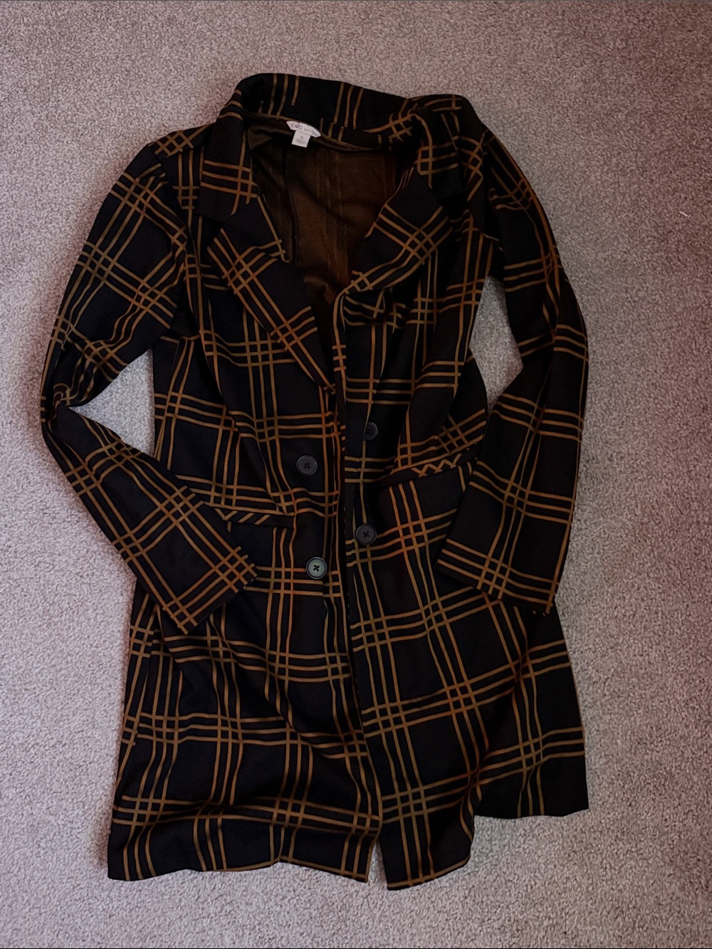 Cato Black Blazer with Brown Plaid